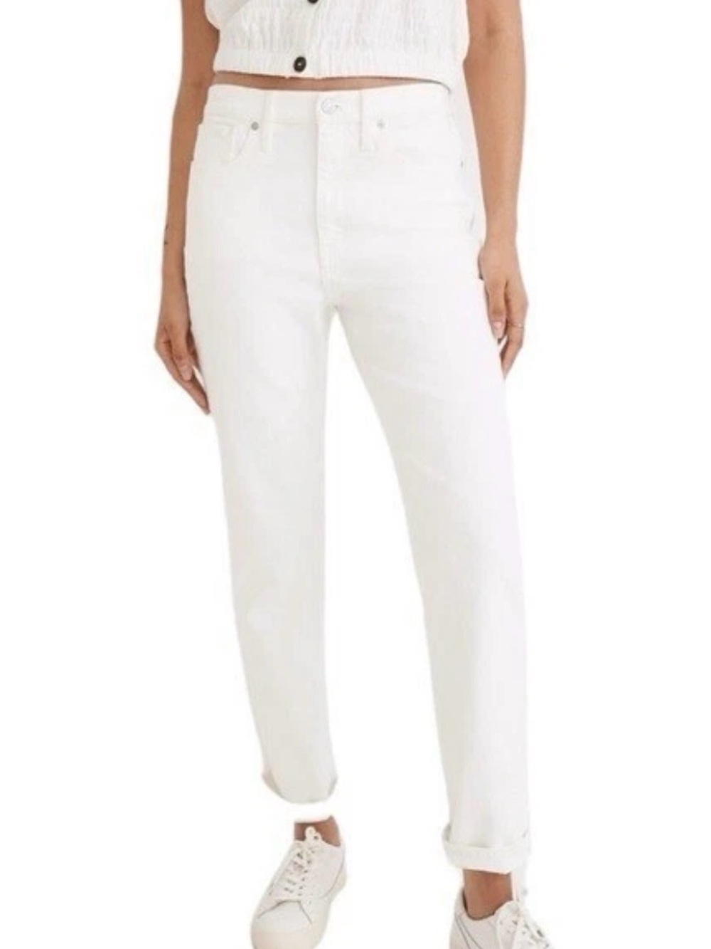 Madewell The GirlJean High Rise Classic Straight Leg Denim Pants 28 White Preppy